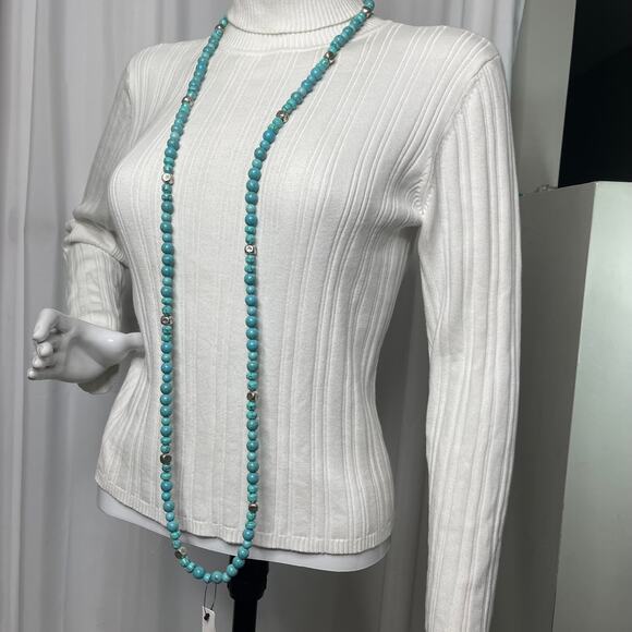 Chico's turquoise dyed stone beads with silver tone signed costume jewelry - Picture 8 of 15